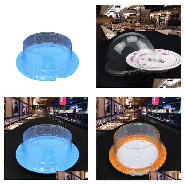 Outras ferramentas de cozinha tampa de plástico para prato de sushi ferramenta de cozinha buffet correia transportadora reutilizável placa de bolo transparente comida er restaurante ac dhjxi