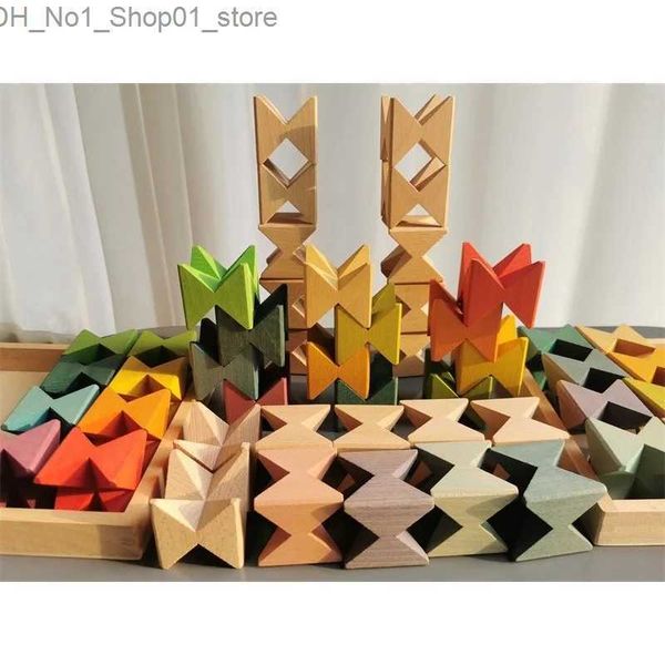 Ordinamento Nesting Stacking Toys Montessori Toys Building Wooden Stacking Butterfly Blocks per bambini Gioco educativo Q231218