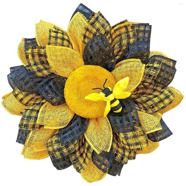 Wandaufkleber Aufkleber kreative Sonnenblume Biene Kranz Muster Home Decor PVC Aufkleber selbstklebende Wohnzimmer # LR1