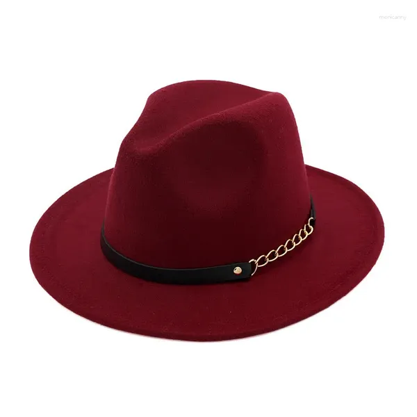 Berretti X3005 Cappelli Fedora eleganti alla moda Cappello di lana da donna Primavera Autunno Berretti unisex per adulti Retro letterario a tesa larga