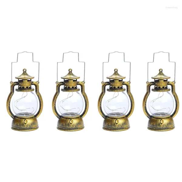 Dekoratif Çiçekler 4pcs Led Retro Fenerler Açık Hava Asma Çiftlik Evi Dekoru için Doğum Günü Partisi Noel