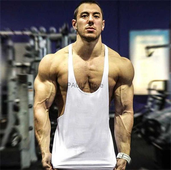 Regatas masculinas Marca Vest Mens Camisa Sem Mangas Bodybuilding Stringer Regata Fitness Singlets Sólidos Sportwear Undershirt Plain Gym ClothingL231218