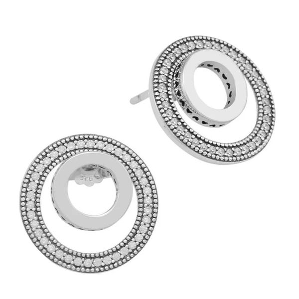 Orecchini a bottone rotondi con firma per sempre Orecchini a bottone rotondi alla moda Orecchini in argento sterling 925 per donne Accessorio per gioielli con orecchini per ragazze