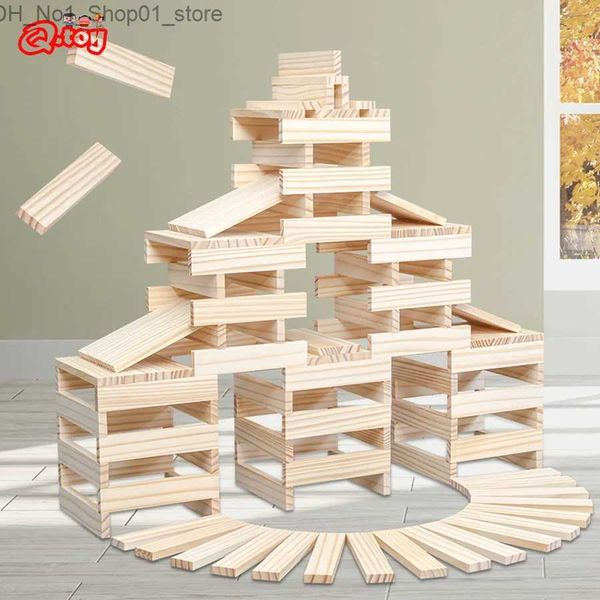 Classificação de aninhamento empilhamento brinquedos 100pcs bloco de construção de madeira arquitetura diy brinquedos educativos para crianças kit de construção alta puzzle jogos criança q231218
