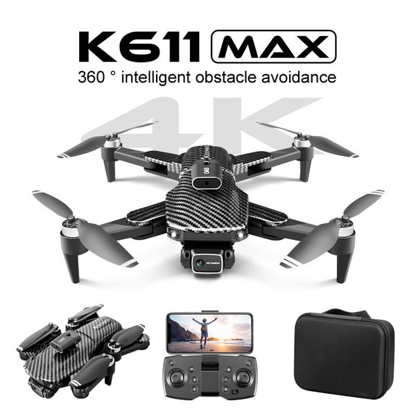 K611 Max 4K Câmera Dupla Drone HD Grande Angular para Evitar Obstáculos Fluxo Óptico Pairando Mini Quadcopter Brushless Motor FPV Drones Toy Gifts