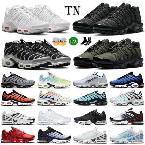 Frauen Männer Laufschuhe Sport Sneakers Toggle Utility Triple Black Reflektierende weiße Olive University Magma Orange Icons Trainer Tn