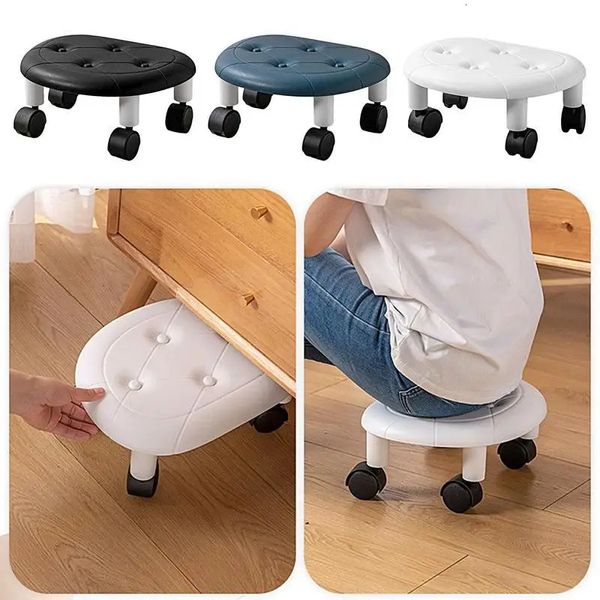 Cuscino Cuscino decorativo Sgabello basso con ruote Puleggia portatile Rotonda Sedia per pedicure Sgabelli da giardino Girevole a 360 gradi Accessorio da terra per la casa 231218