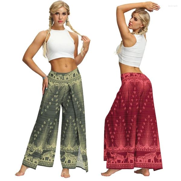 Costumi da bagno da donna 2023 Pantaloni Harem da donna con spacco Gamba larga Pantaloni Yoga Palazzo Casual Boho Hippie