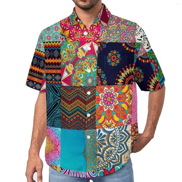 Мужские повседневные рубашки, африканские лоскутные блузки с принтом, мужские винтажные гавайские рубашки с короткими рукавами, пляжная рубашка большого размера, подарок на день рождения