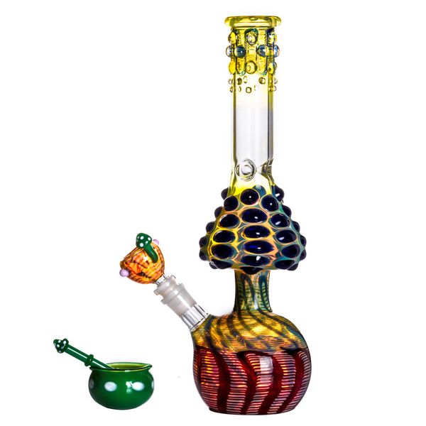 Bunte luxuriöse Blumenvase gerade Glasbong 13,4 Zoll Shisha Dampf Wasserpfeife Wasserpfeifen Recycler Bongs Dab Rig