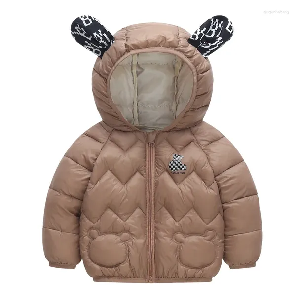 Casaco de inverno com capuz de pelúcia quente jaqueta de algodão 1-7 anos de idade meninos meninas moda urso dos desenhos animados casual beibei roupas infantis