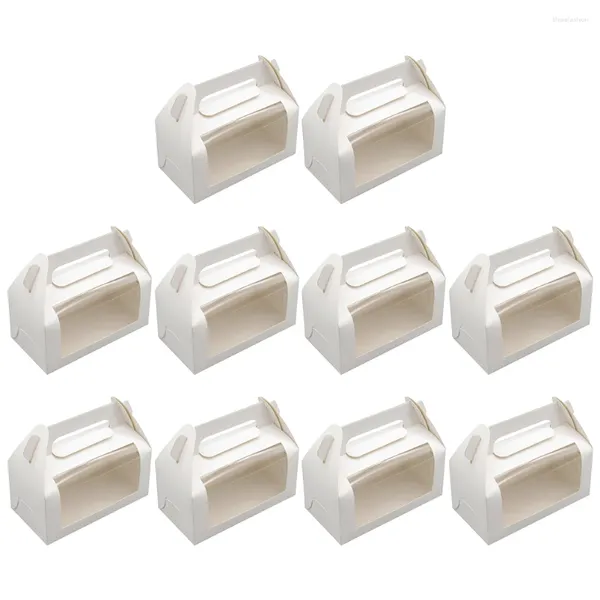 Plakalar 10 PCS Kek Kutusu Tost Kağıt Kutular Sandviçler Konteyner Tatlı Sarma Beyaz Kart Elden Çekme Bebek Kapları