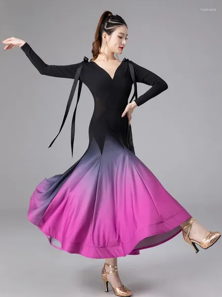 Bühnenkleidung X2185 Lady Modem Tanzkleid Ballsaal Kostüme Latin Walzer Gradient Swing Praxis Performance Kleidung