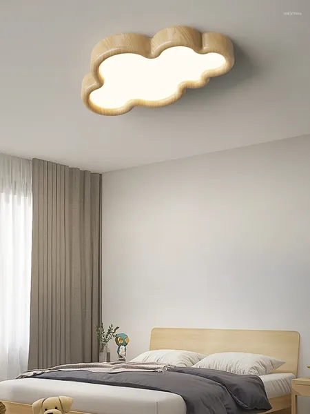 Plafoniere Lampada in noce nera nuvola utilizzata per sala da pranzo Camera da letto Soggiorno Cucina Log Colore Dimmerabile Telecomando Decorazione della casa