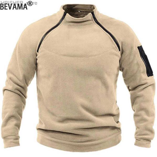 Taktische Jacken Herrenpullover Herren Taktische Militärkleidung Lose Feste Hoodies Stehkragen Warme Oberbekleidung Hemd Langarm Herren Tops S-4XLL231218