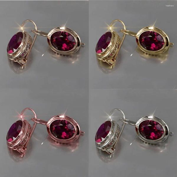 Pendientes colgantes Vintage Color oro rojo cristal circón oreja para mujer CZ incrustación de piedra gota mujer regalos de joyería para boda