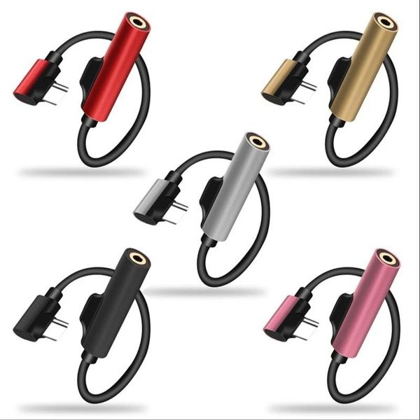 Fones de ouvido em forma de arma cotovelo typec para 3.5 fone de ouvido adaptador de áudio cabo conversor de telefone móvel suporta ouvir músicas e chamadas