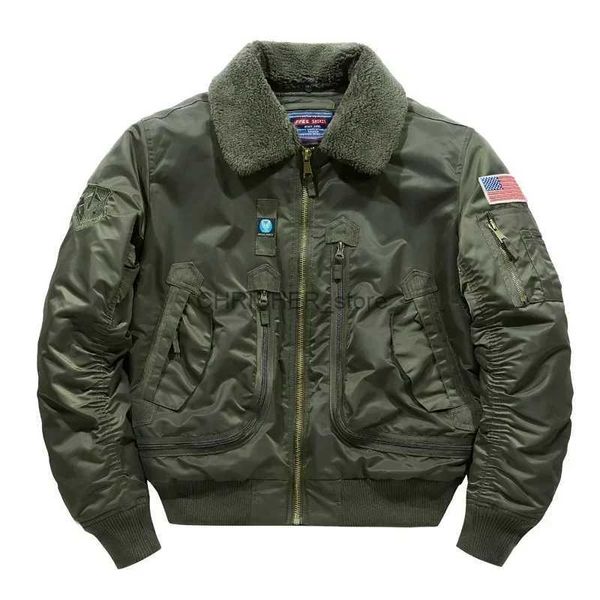 Giacche tattiche Inverno caldo addensare Uomini Giacche militari tattiche Tasca grande Pilota Cappotto aeronautico ArmyGiacca bomber verde Cappotto con baveroL23118