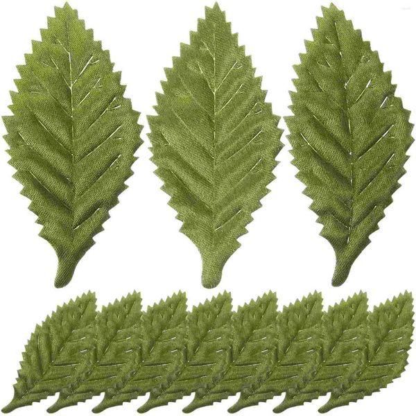 Fiori decorativi 200 pezzi Elastici per capelli Feltro verde Lascia foglie artificiali finte Foglie di seta per strisce fai-da-te