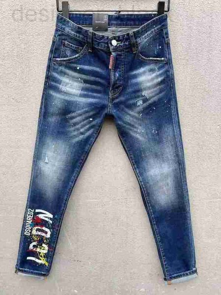 Jeans masculinos designer jeans fantasma mens designer italiano magro rasgado legal cara causal buraco denim marca de moda caber homens lavados calças qsya