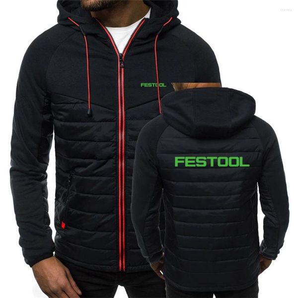 Felpe con cappuccio da uomo 2023 Festool Tools Inverno Cerniera Giubbotti Capispalla in cotone Casual Tenere in caldo Giacca a vento Tasche Abbigliamento uomo Top