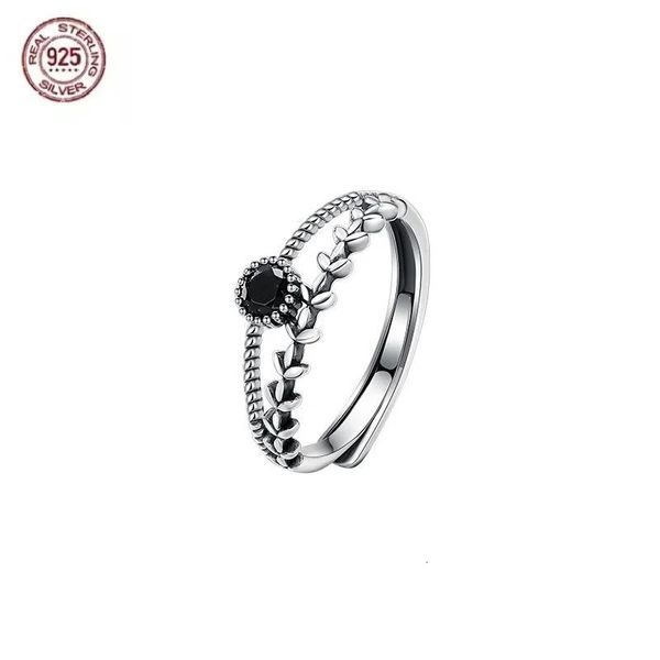 Fedi nuziali S925 Anello in argento con zircone retrò per donna, anello di coda di lusso leggero e leggero, design di nicchia avanzato, anello per dito indice, anello semplice 231218
