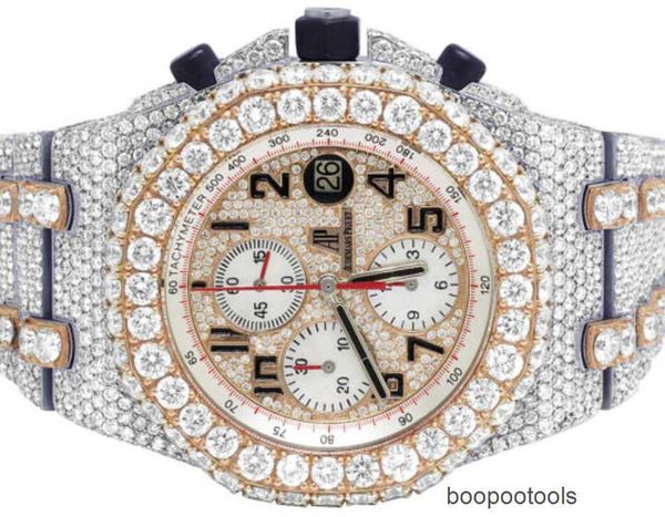 Schweizer Uhren Audema Pigu Luxus-Armbanduhren Royal Oak Serie Abbey Royal Oak Offshore 42 mm Roségold/Stahl Diamantuhr 39,35 Karat WN-4ASA