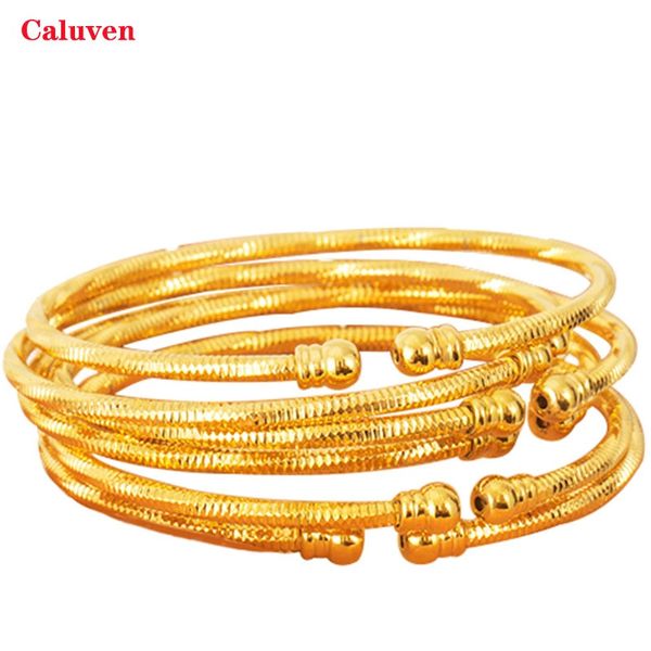 Bangle 3mm6pcs Indian Bangles África Bola Jóias Cor de Ouro Pulseira Pulseira Etíope Dubai Bangles para Mulheres Casamento Noiva Jóias 231218