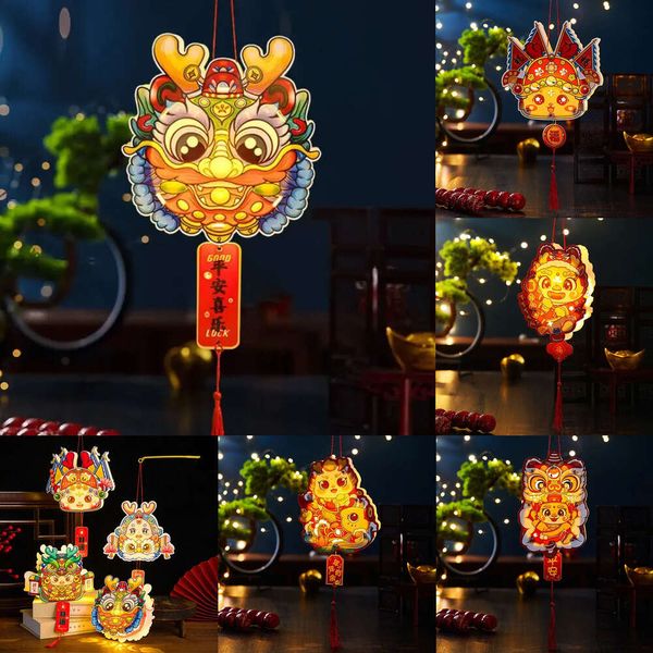 Novos suprimentos de brinquedos de Natal Chinês Lanterna de Ano Novo Lunar Decoração 2024 DIY Chinês Tradicional Dragão Ano Lanterna Luz Decoração de Ano Novo Lanterna Chinesa