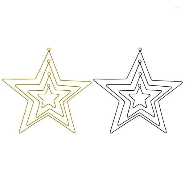 Estatuetas decorativas diy ferro forjado metal estrelas anel fio grinalda quadro argola macrame anéis para apanhador de sonhos artesanal ano presente suprimentos