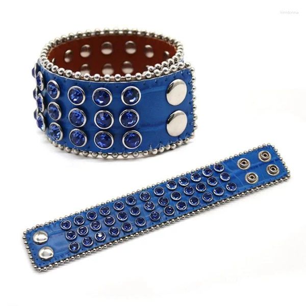 Bracciale rigido con strass occidentali con tre file di accessori tempestati di cristalli, comodi braccialetti da polso per donne e uomini, stile gotico Y2K