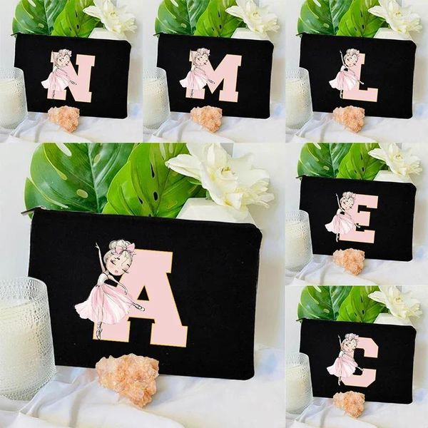 Borse per cosmetici Borsa per trucchi personalizzata con 26 lettere Borsa per ragazze Matrimonio Regalo per damigella d'onore Borsa per donne Organizzatore da viaggio Custodia per trucco in tela di lusso