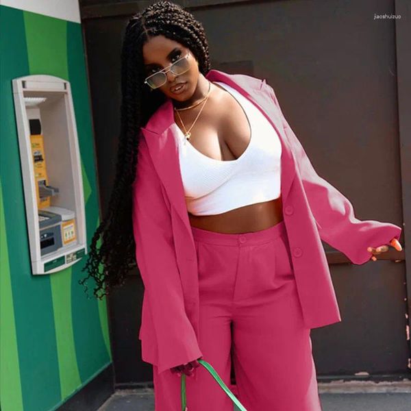 Women's Two Piece Pants Fall Tracksuit Women Sets Long Sleeve Blazer Top And High Waist Wide Leg Trousers Work Office Streetwear