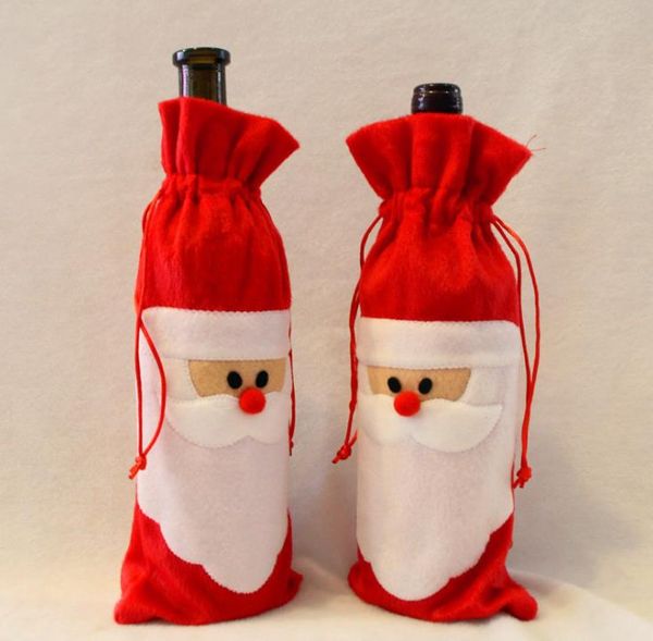 Sacos de presente de papai noel decorações de natal sacos de cobertura de garrafa de vinho tinto saco de vinho champanhe de papai noel presente de natal 31*13cm