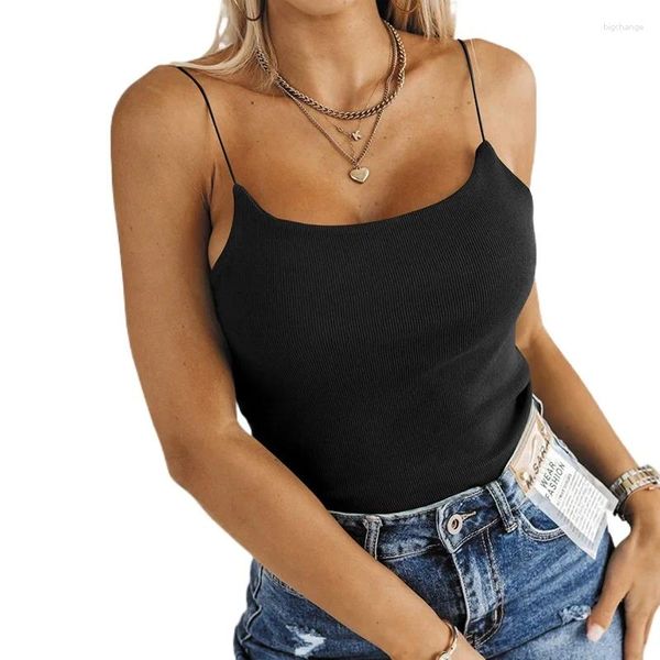 Camisetas femininas vendendo verão com nervuras camisola de malha versátil e sexy slim fit bottom para roupas