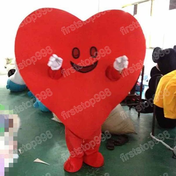 Halloween coração vermelho mascote traje dos desenhos animados anime tema personagem unisex adultos tamanho publicidade adereços festa de natal ao ar livre roupa terno