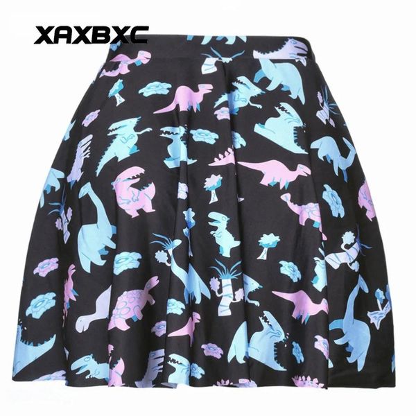 Vestidos novos 1080 verão sexy garotão jurássico cartoon dinossauro estampado esquadrão tutu skatista feminino mini saia plissada