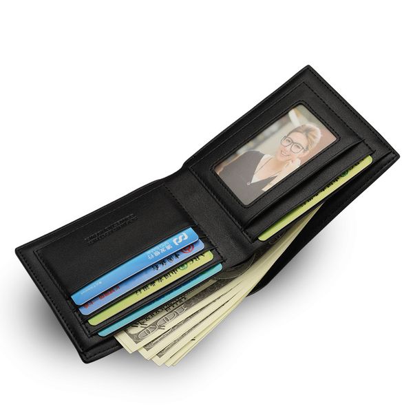 Porta carte di credito corto pieghevole aperto da 50 pezzi Portafogli da uomo in tessuto PU Patchwork Orizzontale e verticale