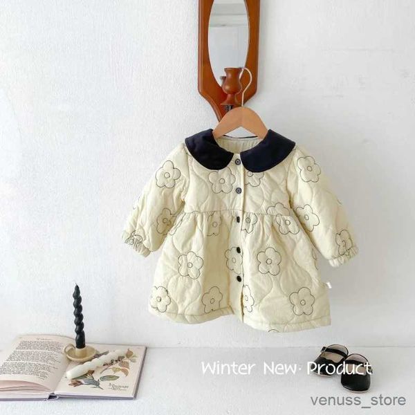 Abiti da ragazza Abito da giacca in cotone per neonata 0-5 anni Abbigliamento invernale per bambini Gonna con colletto per bambina carina Abbigliamento invernale per bambini