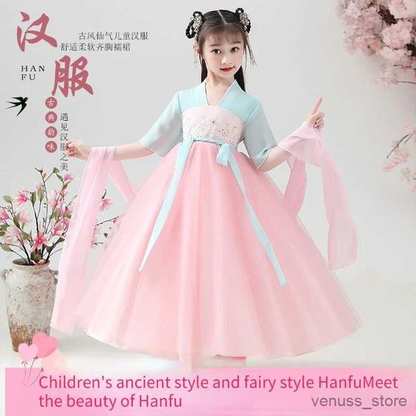 Abiti per ragazze primaverili e autunnali Hanfu Girls Super Fairy Abito da bambino Abito da principessa RAGGIO CHIEDE HANFU BAMBINI Corea