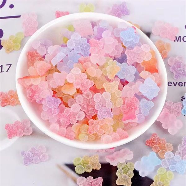 30 Stück Gummibärchen-Perlen, Komponenten, Cabochon, Simulation, Zucker, Geleebären, Cub-Charms, flache Rückseite, glitzerndes Harz, Kunsthandwerk für DIY-Schmuck M272x