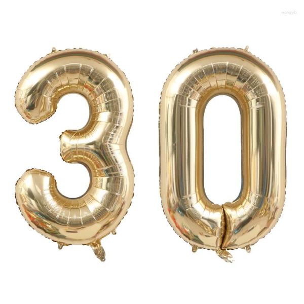 Party-Dekoration, 101,6 cm, große Zahl, Luftballons, 10, 20, 30, 50, 60, 70, 80, 90 Jahre, Erwachsene, Geburtstag, Jahrestag, Zubehör, Gold, Silber