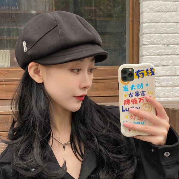 Berets moda e versátil boina chapéu para mulheres outono inverno perfeito com design coreano decoração de baga 2023