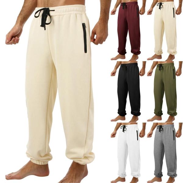 Pantaloni da uomo Tasca con cerniera in cotone autunno e inverno da uomo Pantaloni larghi da jogging larghi e spessi caldi adatti per esercizi oversize