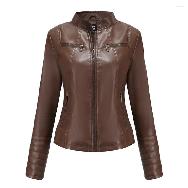 Frauen Leder Mode Jacke Frauen 2024 Künstliche Moto Biker Motorrad Weiblichen Mantel Herbst Frühling Veste Femme Cuir Jacken