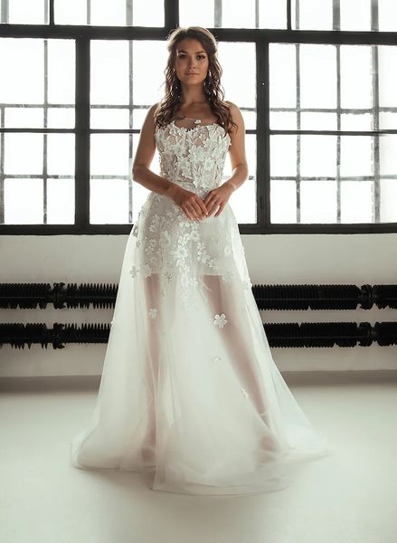 Zwei Stücke Tüll Casual Brautkleider für Frauen Spitze Bohemian Braut Kleid A-Linie Einfache Brautkleid Vestidos De Novia