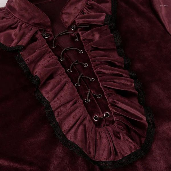 Herren-Freizeithemden, Gothic-Hemd, Steampunk-Vampir-Kostüm, Rüschen, Jabot, viktorianisch, mittelalterlich, Stehkragen, Langarmbluse