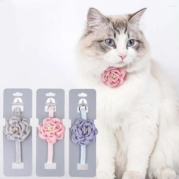 Abbigliamento per cani 2 pezzi colori misti papillon regolabili collari per fiori per gatti per cani bottoni di sicurezza per animali domestici forniture per toelettatura