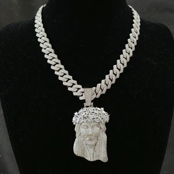 Luxus-Modedesigner-Halskette mit Jesus-Kopf-Anhänger, High-End-Atmosphäre, kubanische Kette, trendige Hip-Hop-Halskette, lässiger Stil, Herrenschmuck-Halskette mit Diamanten