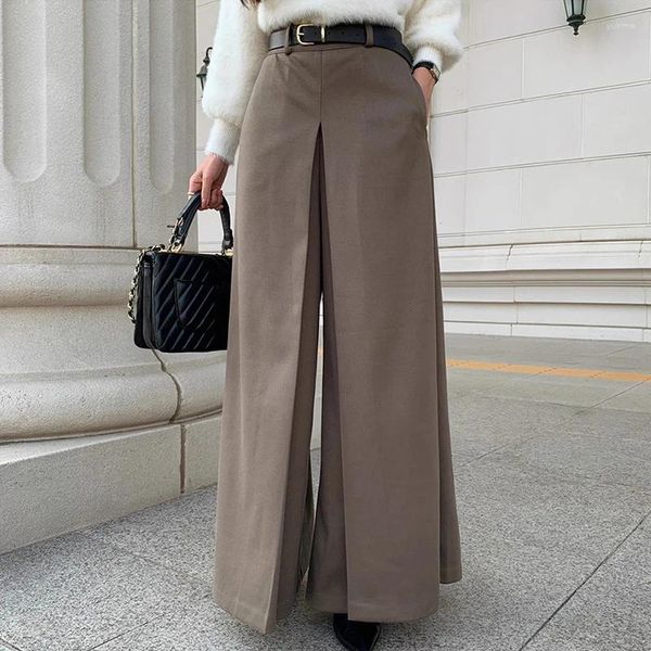 Pantaloni da donna VANOVICH Stile Coreano Autunno E Inverno Design Moda Impiombato Vita Alta Sottile Drappeggio Gamba Larga Donna Lungo Casual